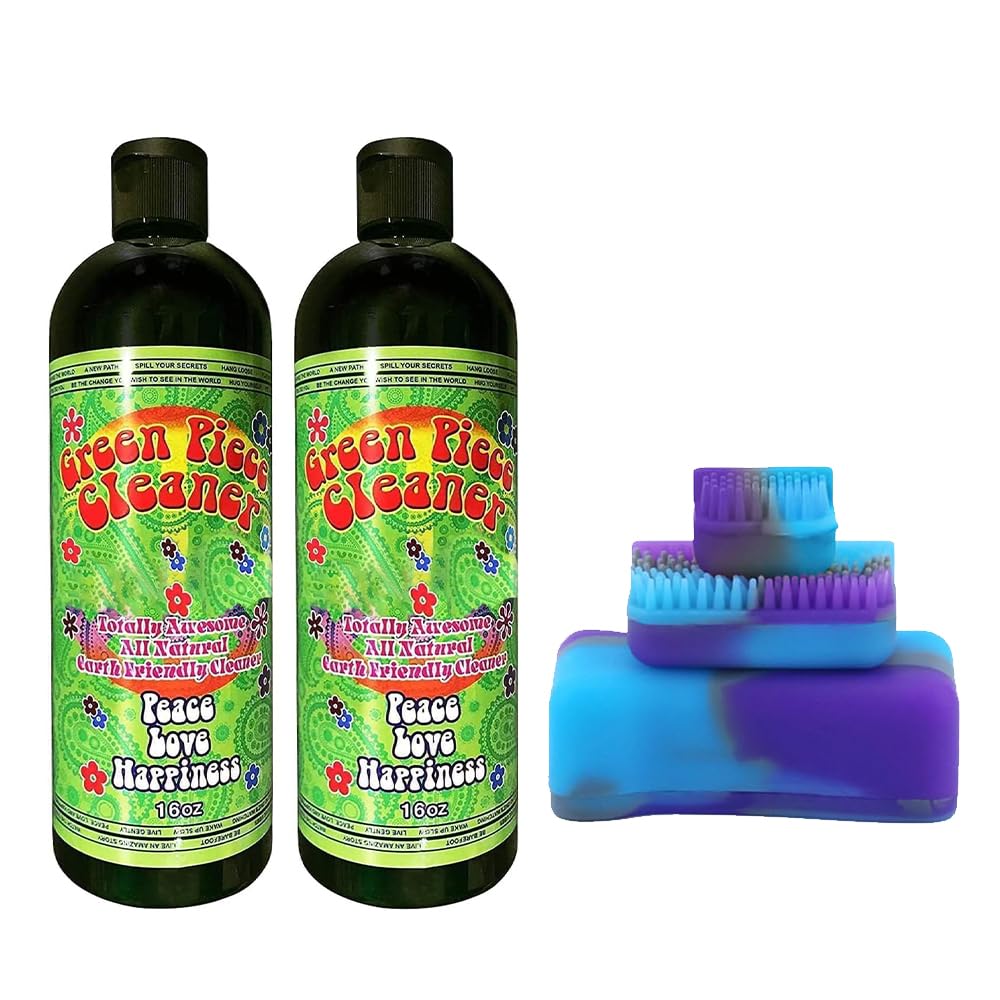 Green Piece® Magnetic Glass Cleaner Kit (Made in USA) - 2 Bottles of 16 oz Glass Cleaner with Purple Magnet Scrubber for Easy Grime Eco-Friendly