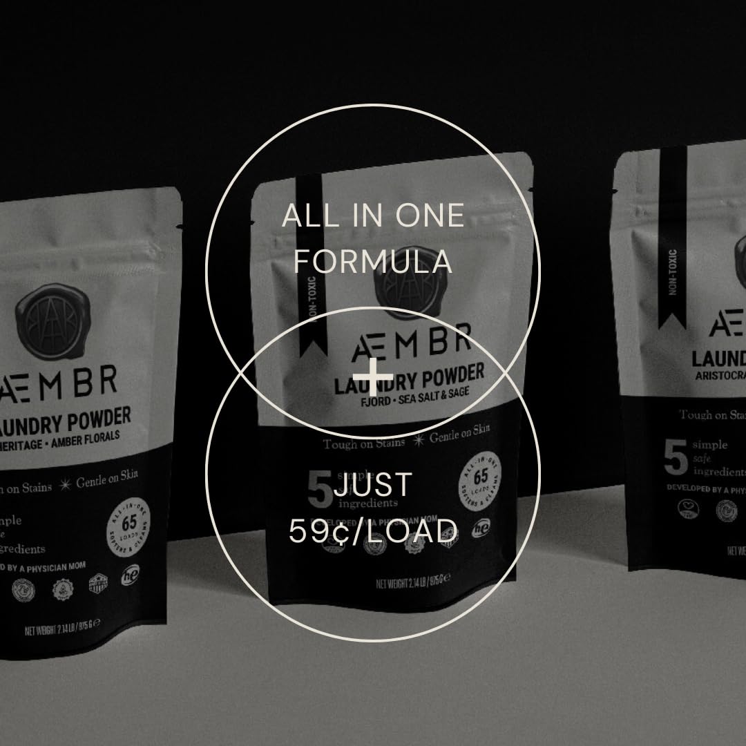 AEMBR Luxury Laundry Powder | Clean Natural Non-Toxic Healthy Laundry Detergent | Made in USA with Natural Ingredients | Fjord Scent (Wood Sage & Sea
