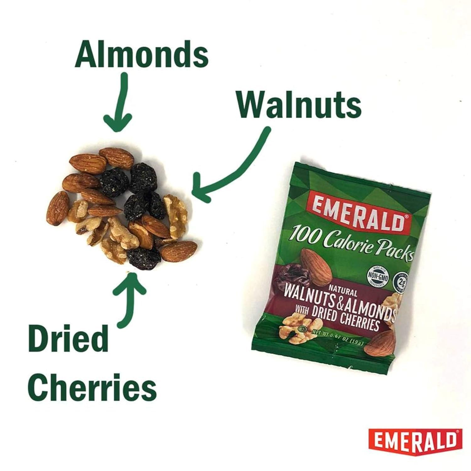 Emerald Nuts Walnuts & Almonds with Dried Cherries, 100 Calorie Pack, 4.69 OZ (Pack of 4)
