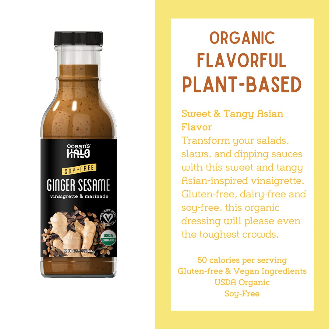 Ocean's Halo Ginger Sesame Vinaigrette & Marinade - Organic, Vegan, Soy-free (2 Pack)