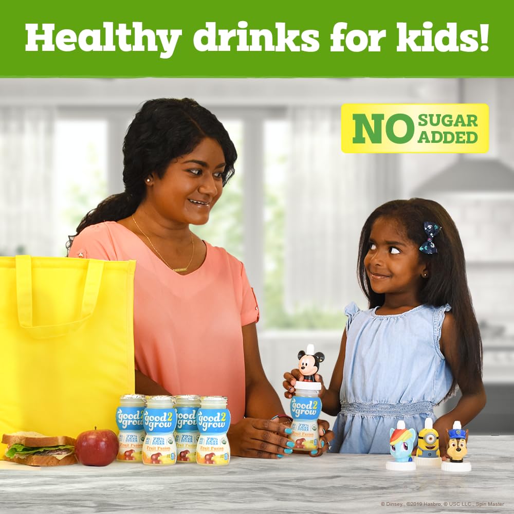 good2grow Organic Fruit Fusion Juice for Kids - Juice Bottles Bulk 24 Pack, Reusable Bottle, No Sugar Added - 6 fl oz, Pack of 24 (Spill Proof Tops