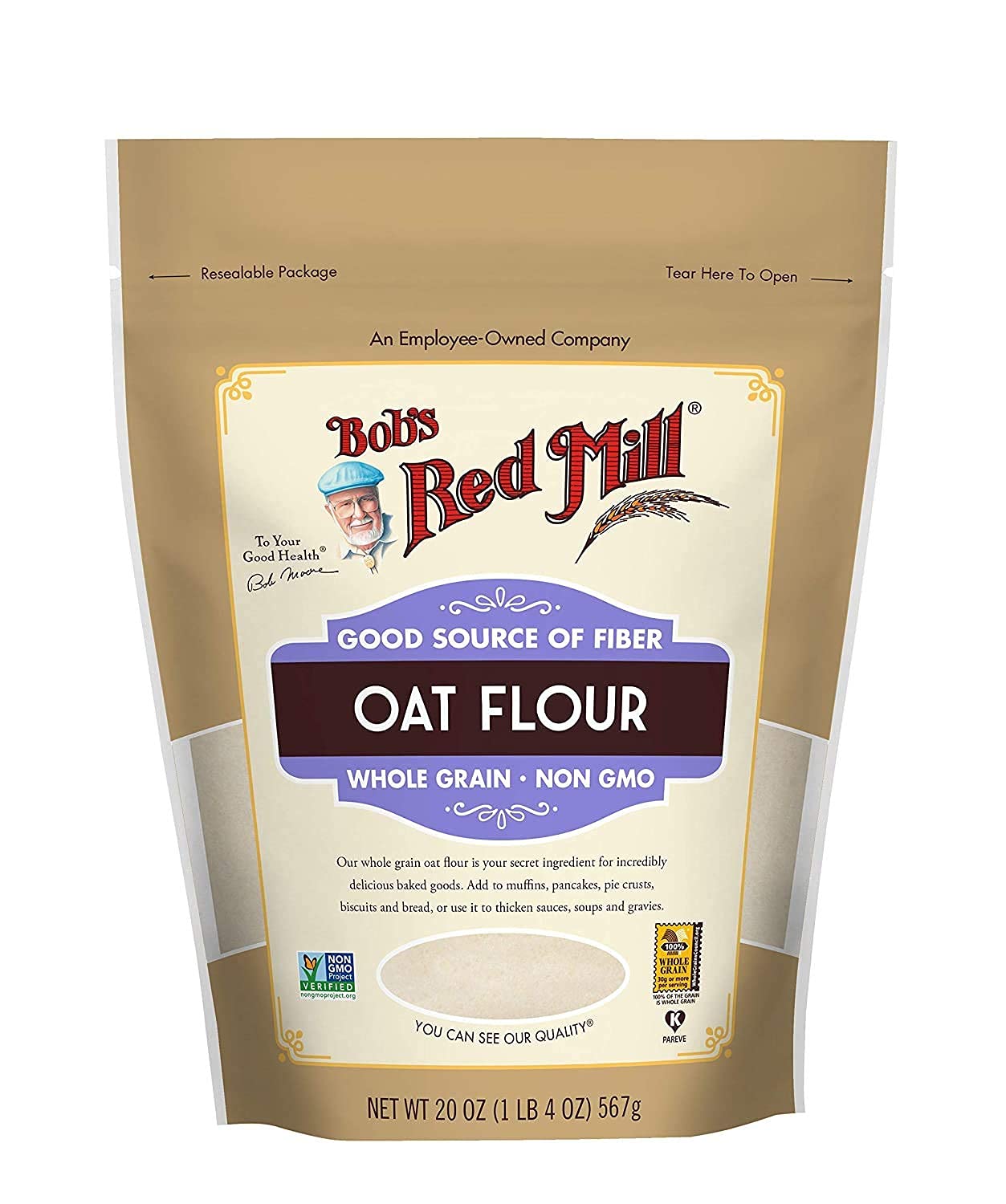 Bob's Red Mill Whole Grain Oat Flour, 20 Ounce (Pack of 2)