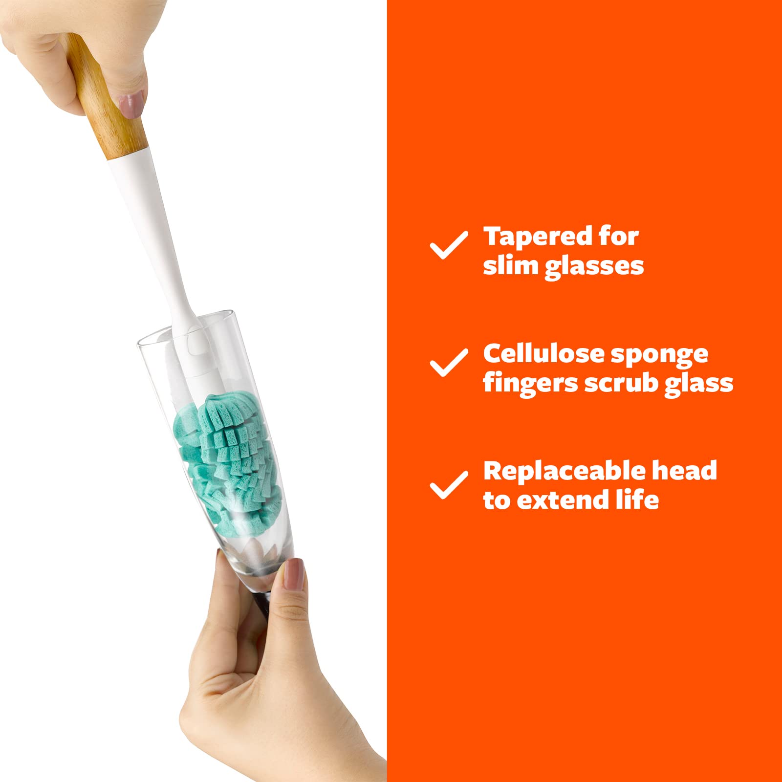 Full Circle Replacement Sponge Head for Magic Wand - Non Scratch Glass Safe Scrubber