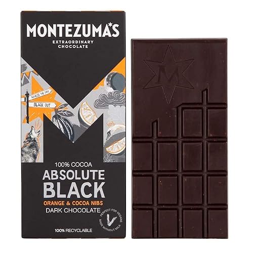 Montezuma Absolute Black 100% Cocoa With Orange And Coco Nibs 90g (Pack of 3)