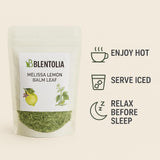 Blentolia Melissa Lemon Balm Leaf - Calming Herbal Tea - Caffeine-Free, 100% Natural - Soothing Lemon Flavor - Loose Leaf Herbal Infusion - 16g