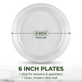 DEEZPOZ 6 Inch Clear Plastic Plates 100 Bulk Pack - Disposable Cake Plates for Dessert & Appetizers, BBQ, Party, Travel and Events,Recyclable (pack