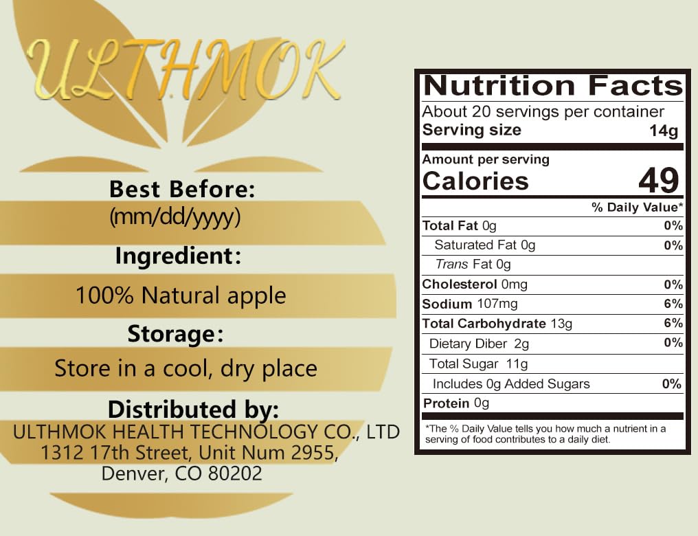 Premium Dried Diced Apples,10 Oz /283g,1 Ingredient Made with 100% Natural Apple, No Sugar Added Dehydrated Apple, No Additives & No Flavoring.