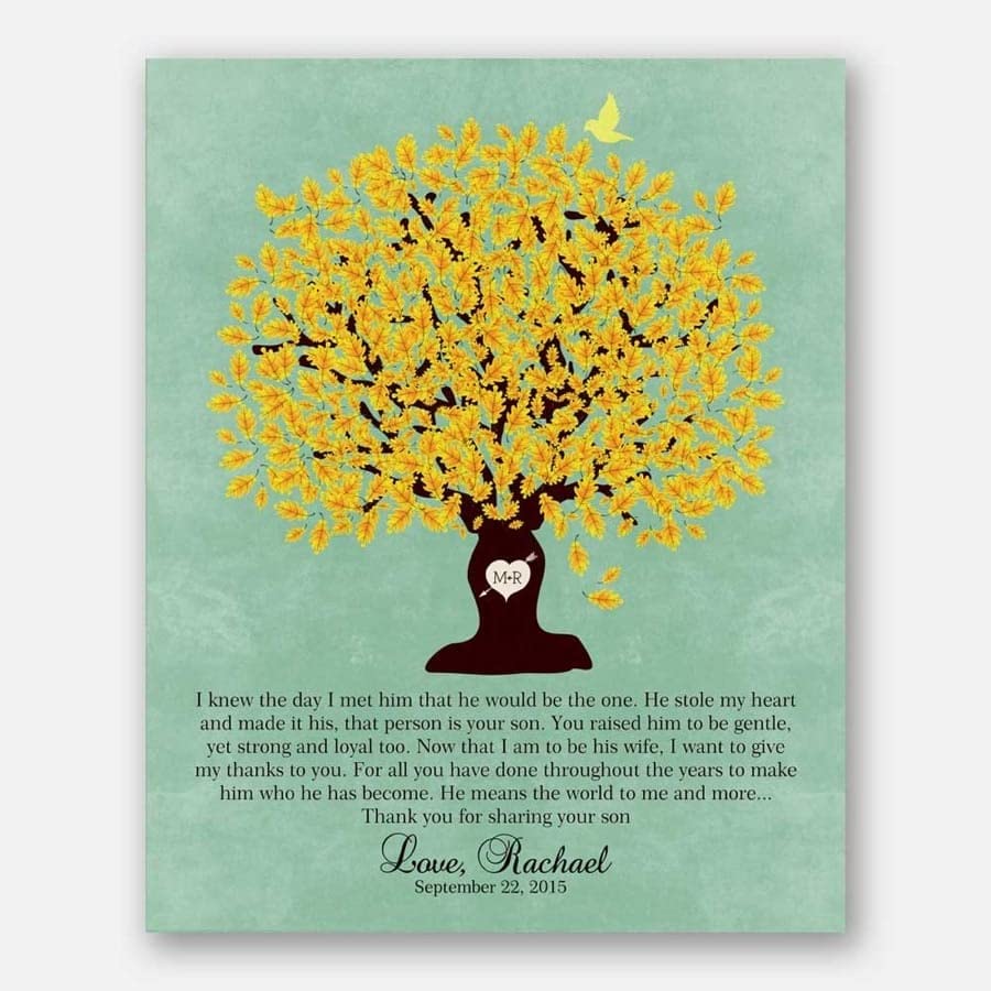 Lucky Tusk Thank You Gift For Parents Personalized Gift For Mother of Groom or Bride Family Wedding Poem Tree Gift For Mom and Dad #LT-1104,