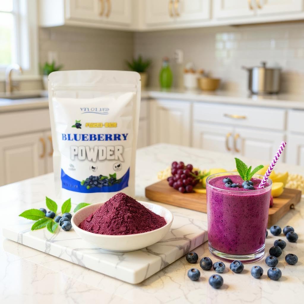 Blueberry Powder 8 oz, Freeze-Dried, Vivolius, No Added Sugar, GMO Free.