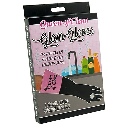 Diabolical Gifts DP0989 Queen of Clean Washing up Gloves, Pink and Black, Medium