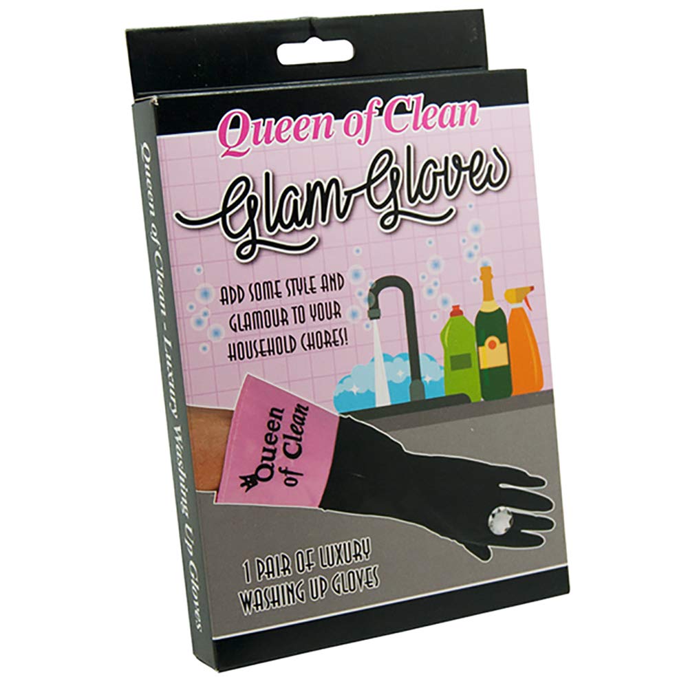 Diabolical Gifts DP0989 Queen of Clean Washing up Gloves, Pink and Black, Medium