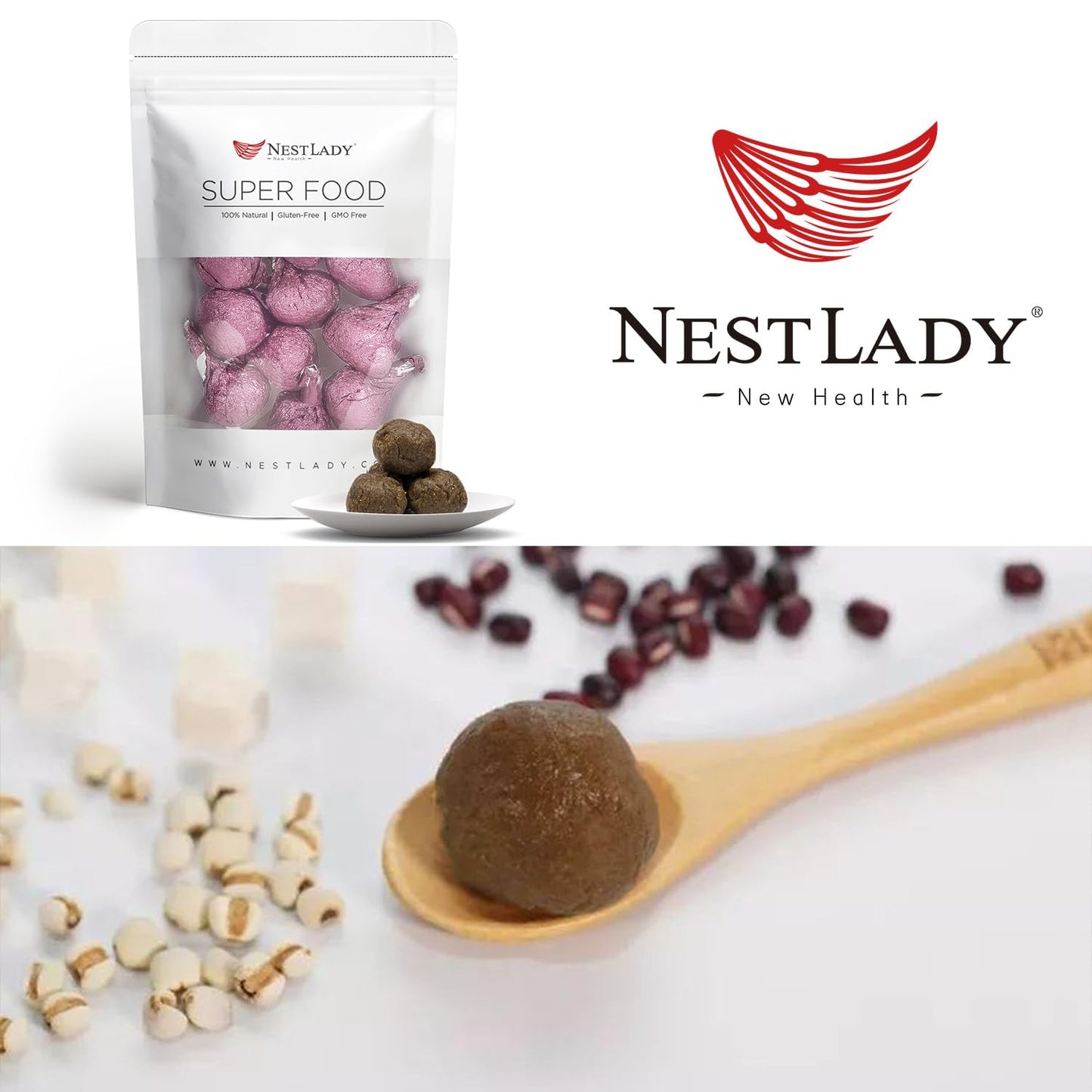 NESTLADY Hand Made Red Bean Bianren Hawthorn Balls ???????? ????? food additives free 100g / 3.53oz