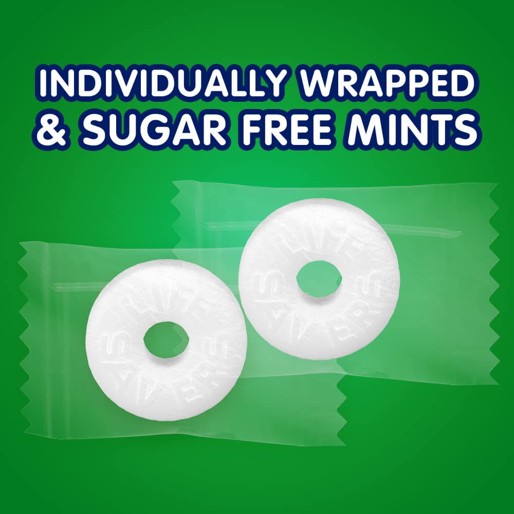 LIFE SAVERS Wint-O-Green Sugar Free Green Bag Individually Wrapped Breath Mints Hard Candy, 2.75 oz Bag