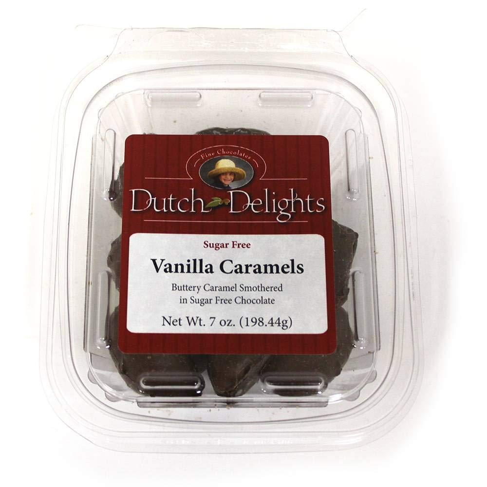 Walnut Creek Dutch Delights Sugar Free Chocolate Vanilla Caramels, Pack of Three 7-ounce Containers
