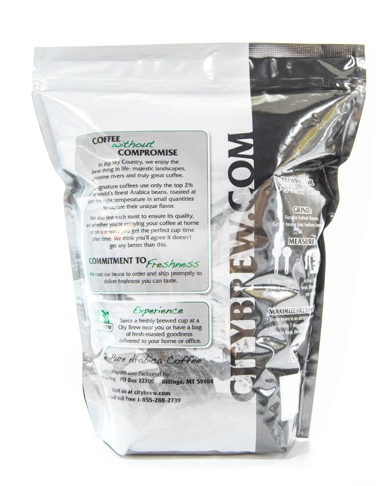 City Brew Coffee, Backroads, Medium Roast, Gourmet Arabica 2 lb, Whole Bean