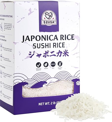 52USA Sushi Rice 2 Pound (32 Ounce), Premium Short Grain Rice, White Sticky Rice for Sushi and Japanese Food, Gluten-Free, Vegan