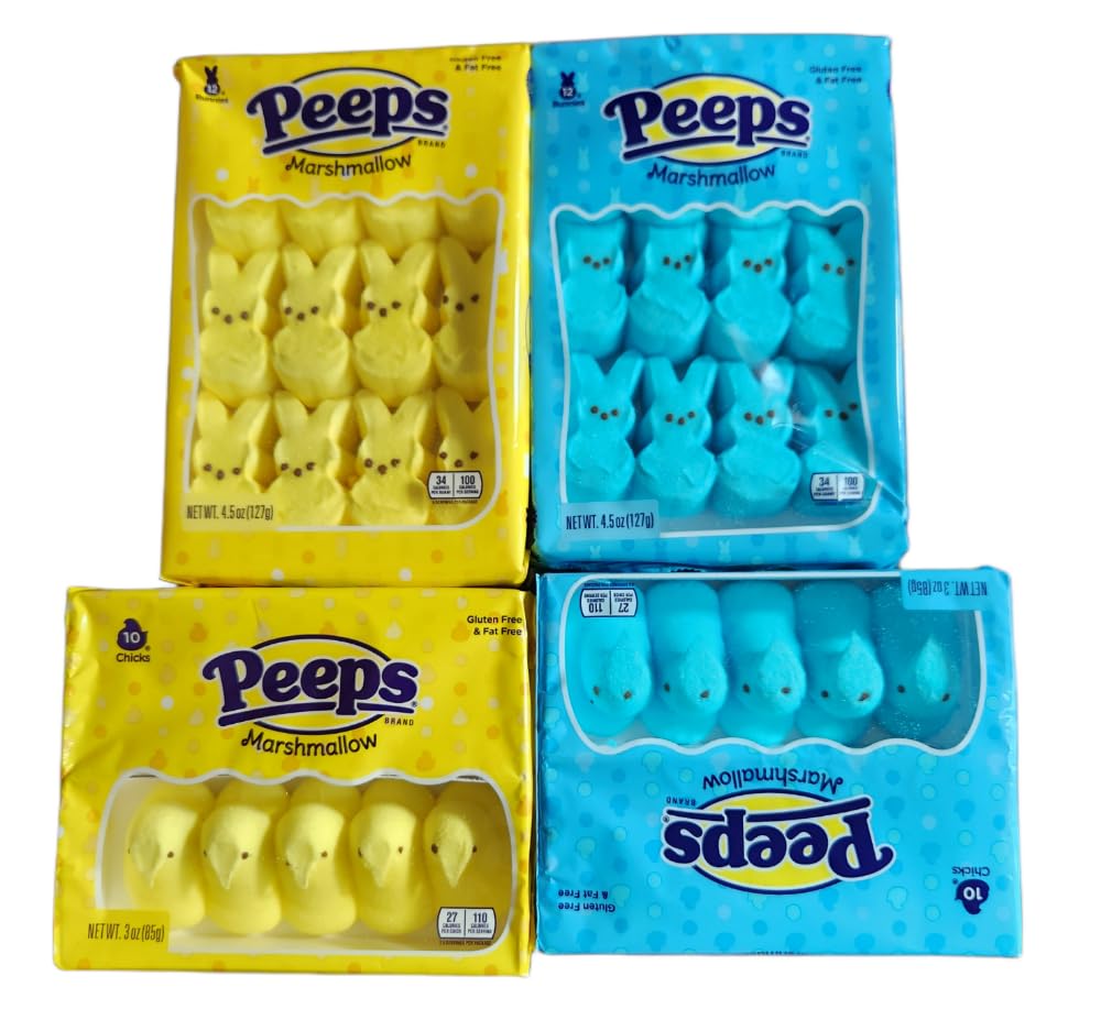 Peeps Marshmallow Chicks and Bunnies Variety Pack; Value Pack Bundle (Yellow/Blue)