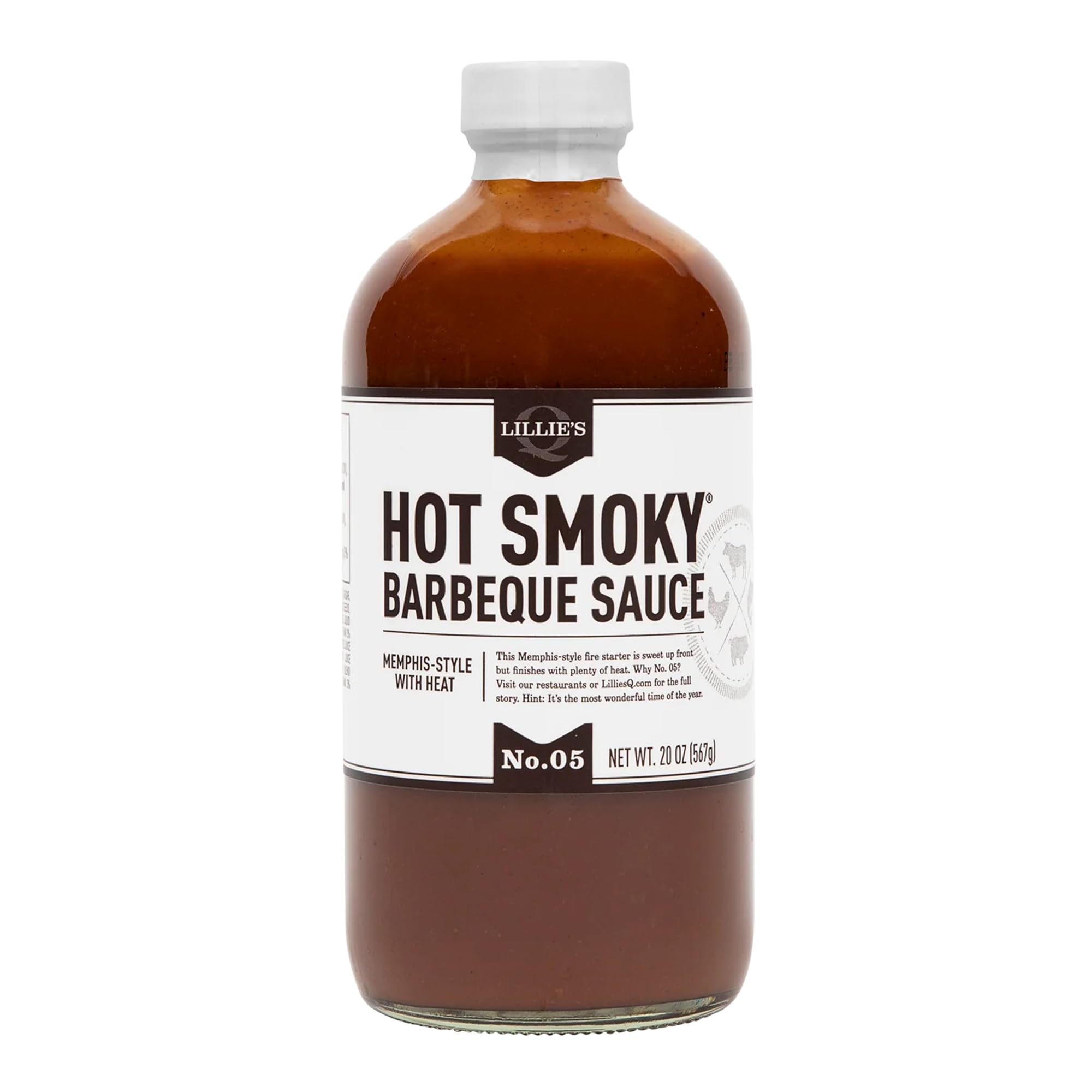 Lillie’s Q - Hot Smoky Barbeque Sauce, Gourmet BBQ Sauce, Sweet Brown Sugar BBQ Sauce with Spicy Cayenne, Mild Smoky Flavor, Premium Ingredients, Made