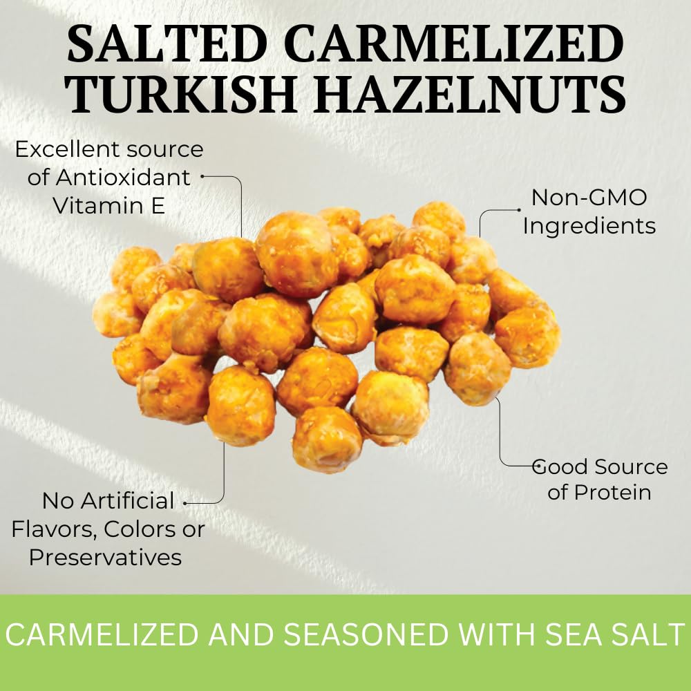 Otto Nuts - Salted Caramelized Turkish Hazelnuts, Non-GMO Naturally Vegan Snack, Good Source of Protein | 5 OZ with Resealable Bag