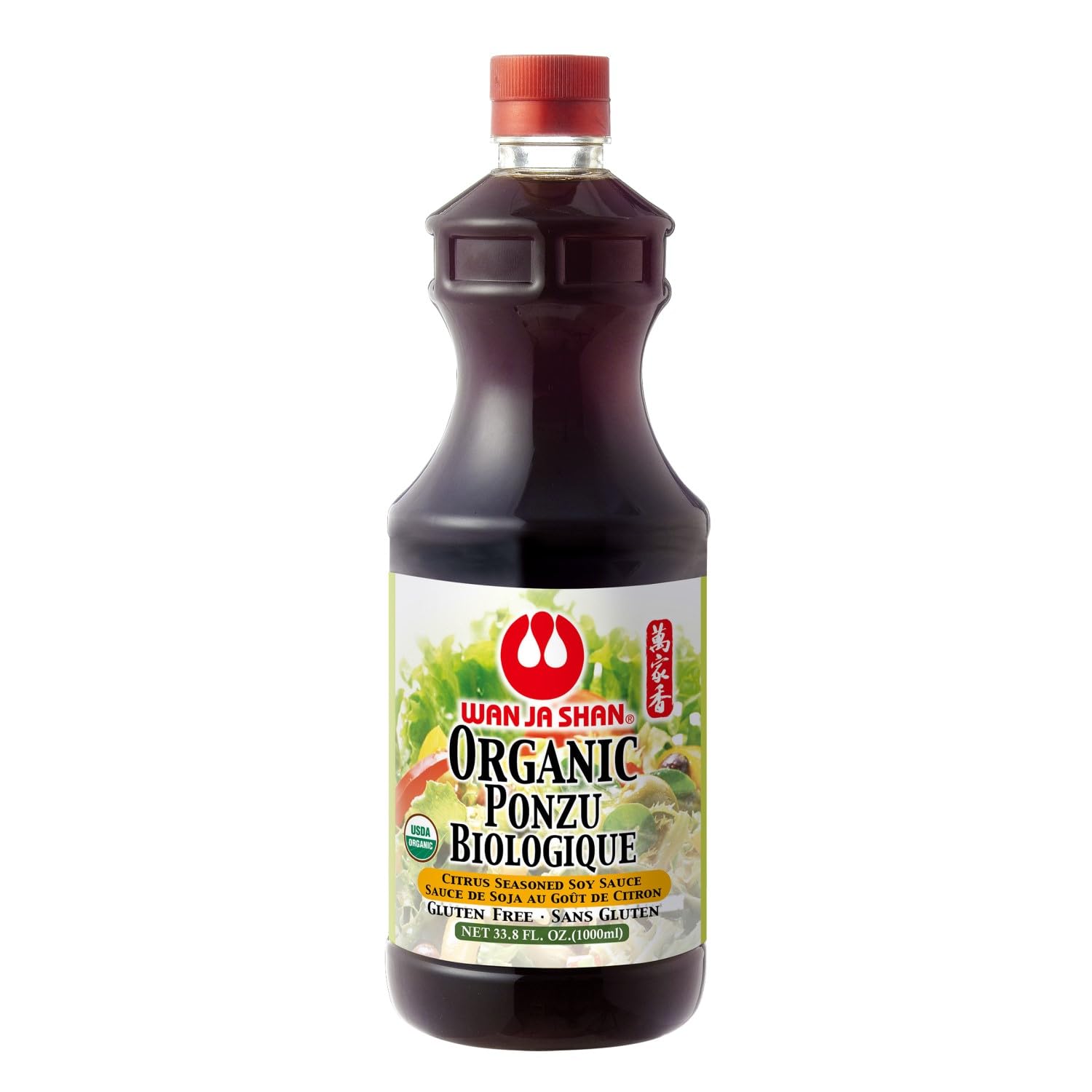 Wan Ja Shan Gluten Free Oragnic Ponzu, Citrus Seasoned Soy Sauce & Dressing 1Liter (33.8oz). USDA Certified Organic- Gluten FREE- MADE IN USA. (1