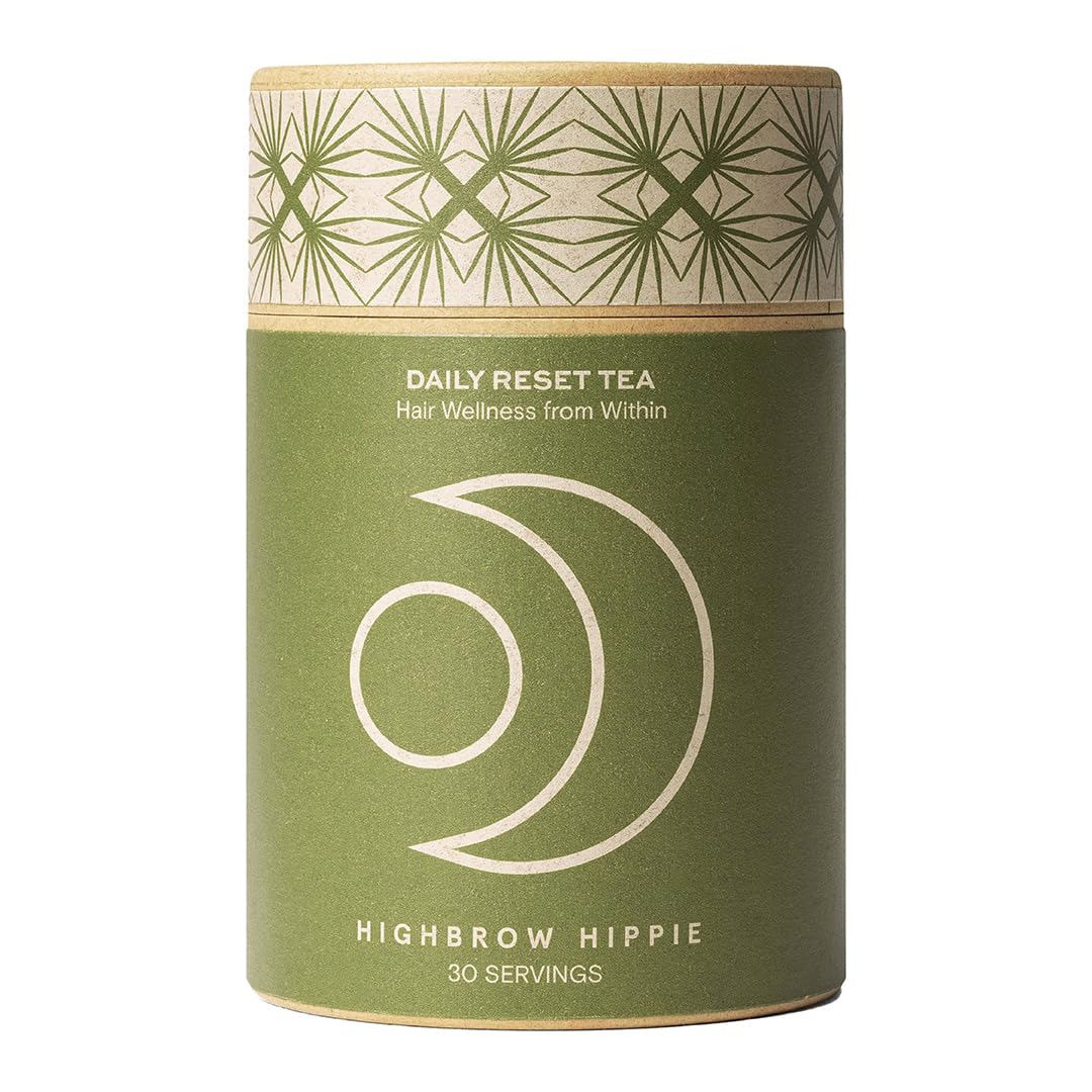 Highbrow Hippie Daily Reset Tea | Hair Wellness From Within, Stress Support & Circulation Boost | Organic Rooibos, Honeybush, Ashwagandha, Ginger |