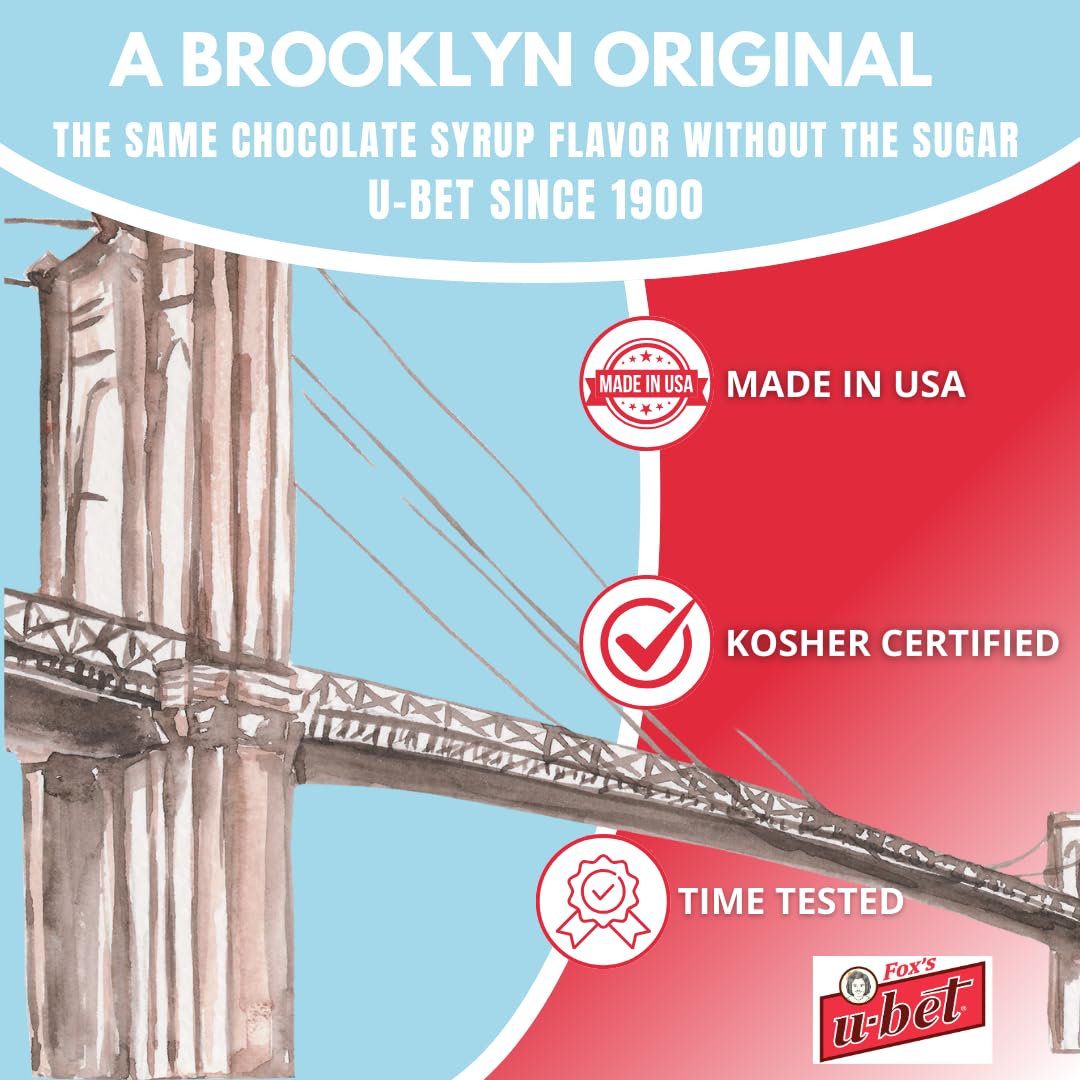 FOX'S U-BET Syrup Bottle, Kosher Certified, Brooklyn Original, Fat Free (1-Pack, Sugar-Free Chocolate)