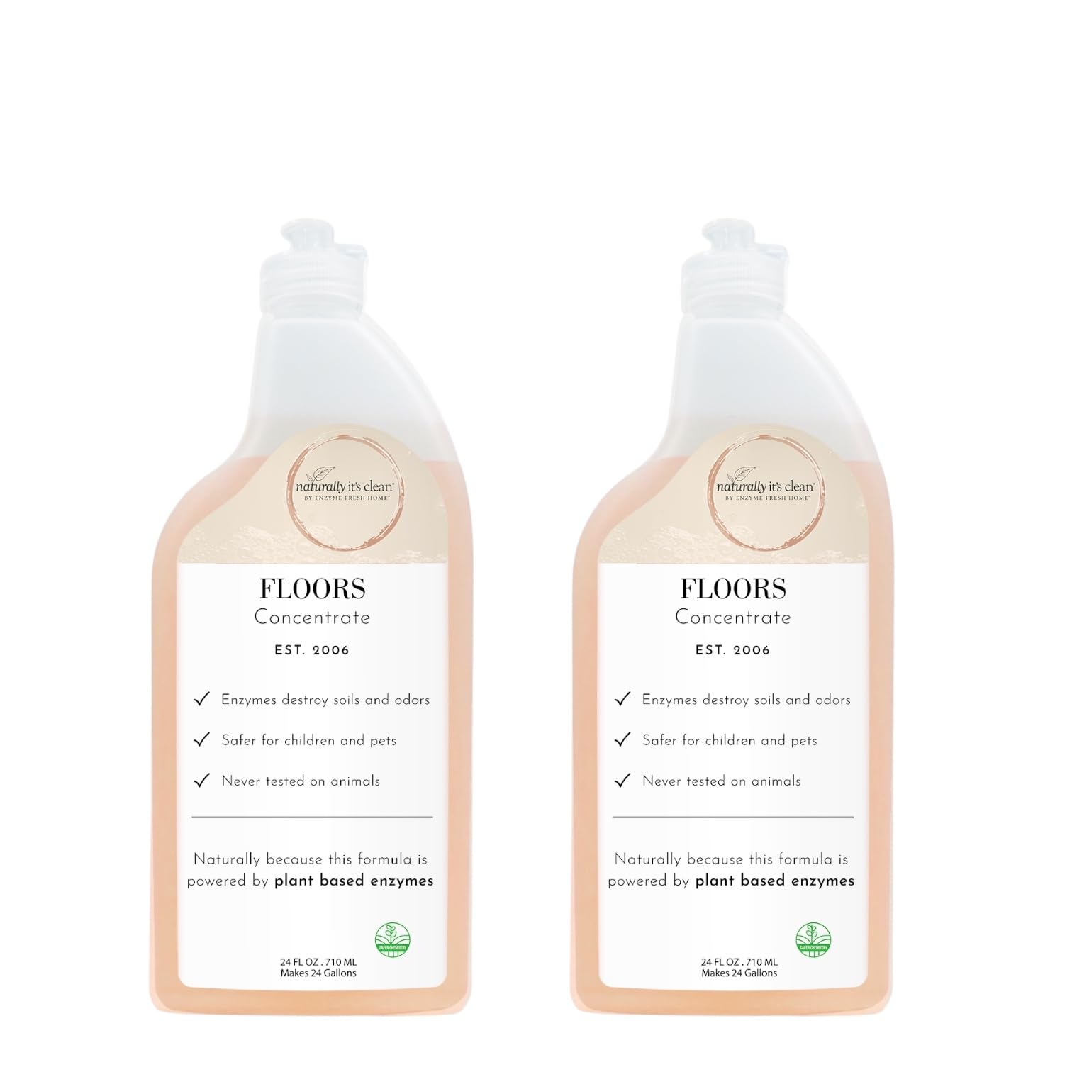naturally it's clean Floor Enzyme Floor Cleaner | 24 Gallon Rinse Free Concentrate | 2 Pack
