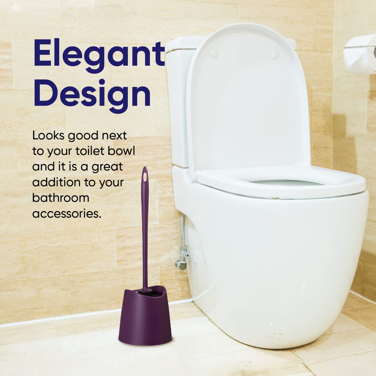 Toilet Brush Cleaner and Holder Purple Toilet Bowl Cleaner Brush with Scrubbing Wand, Brush and Storage Caddy for Easy Bathroom Cleaning