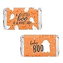 Orange A Little Boo is Almost Due Halloween Baby Shower Wrappers for Mini Chocolate Bars, Party Favor Candy Stickers - 42 Count