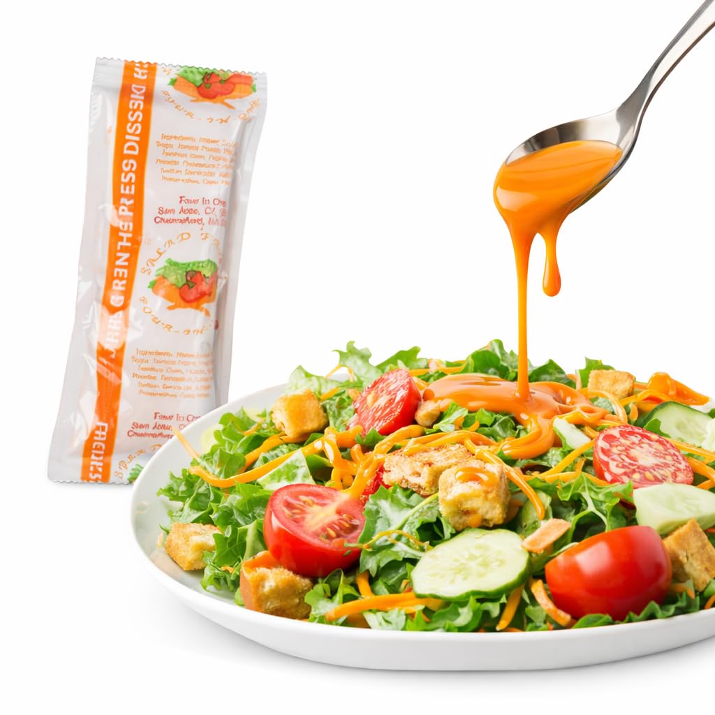 French Dressing Packets - 30 Individual Single Serve Sachets | Portion Control Salad Dressing | Perfect for Lunches, Meal Prep, Takeout & Food Service