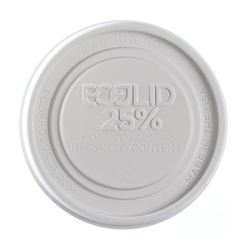 Eco-Products Recycled 12-32oz Food Bowl Recycled Lids, Case of 500, Dome Covers, Fits 12-32oz Round Paper Containers, Hot or Cold Foods, 100% Recycled