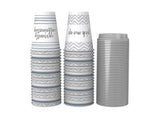 DuraCasa Straws and Dixie To Go Perfectouch Paper Cups and Lids Pack of 40 Count, 12 ounce, Hot Beverage Cups & Lids, Assorted Designs, Disposable
