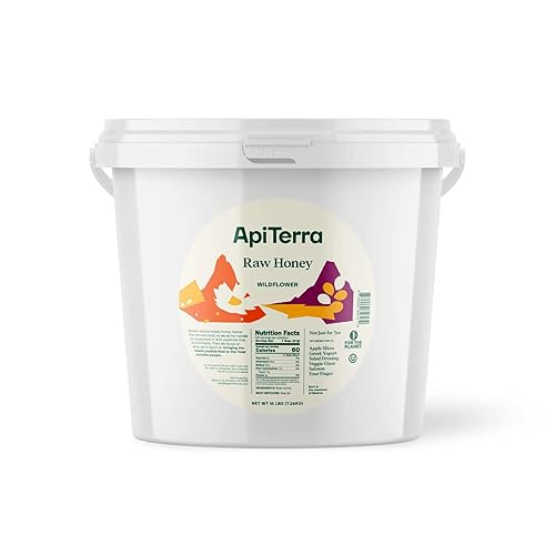 Apiterra - Raw Honey Bulk 16 lbs Bucket Unfiltered Unpasteurized 100% Pure and Natural Wildflower Raw Honey