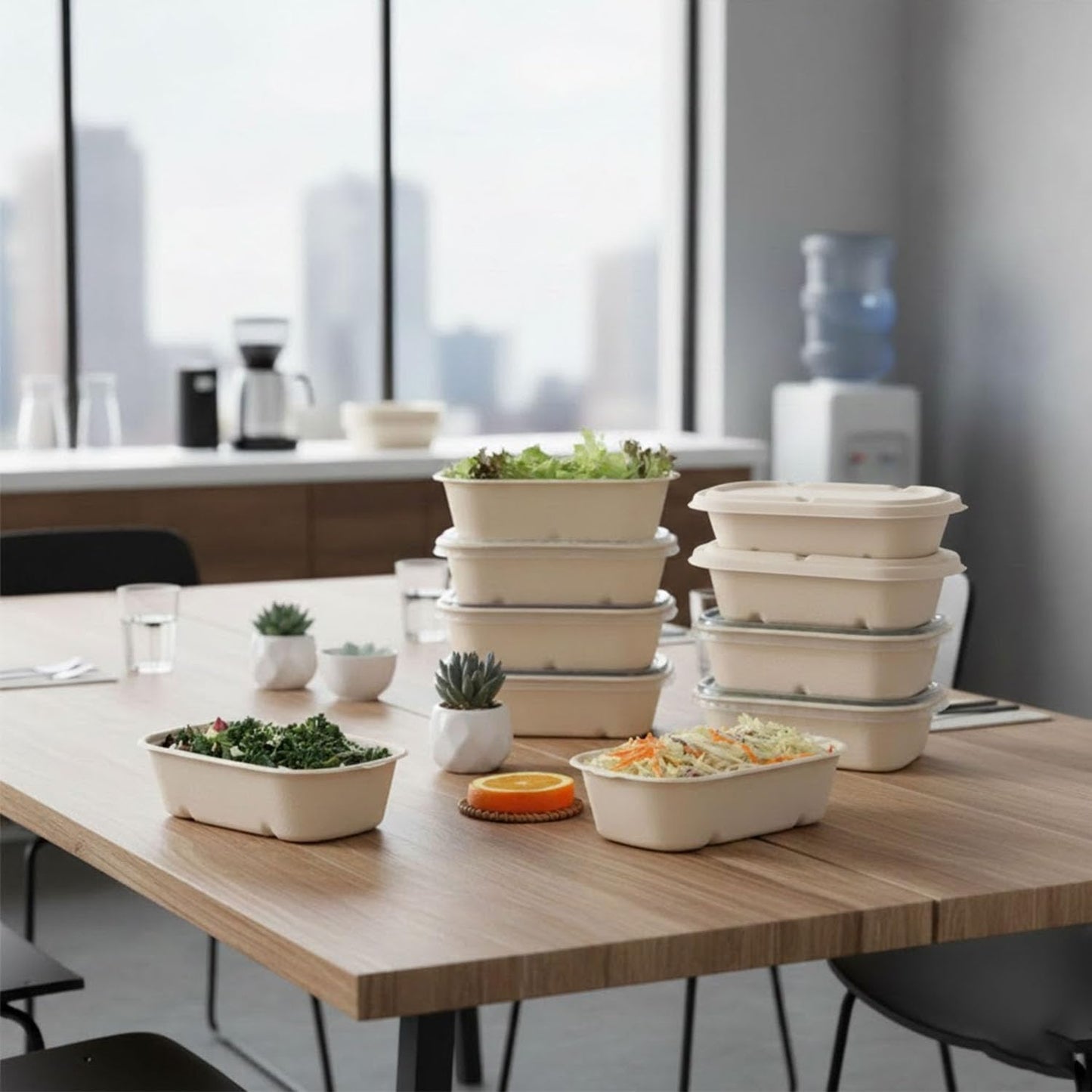 SharpRealm 24oz Disposable Meal Prep Food Containers with Lids, 50 Pack Sugarcane Fiber Pulp Take-Out Boxes, Compostable Biodegradable Lunch