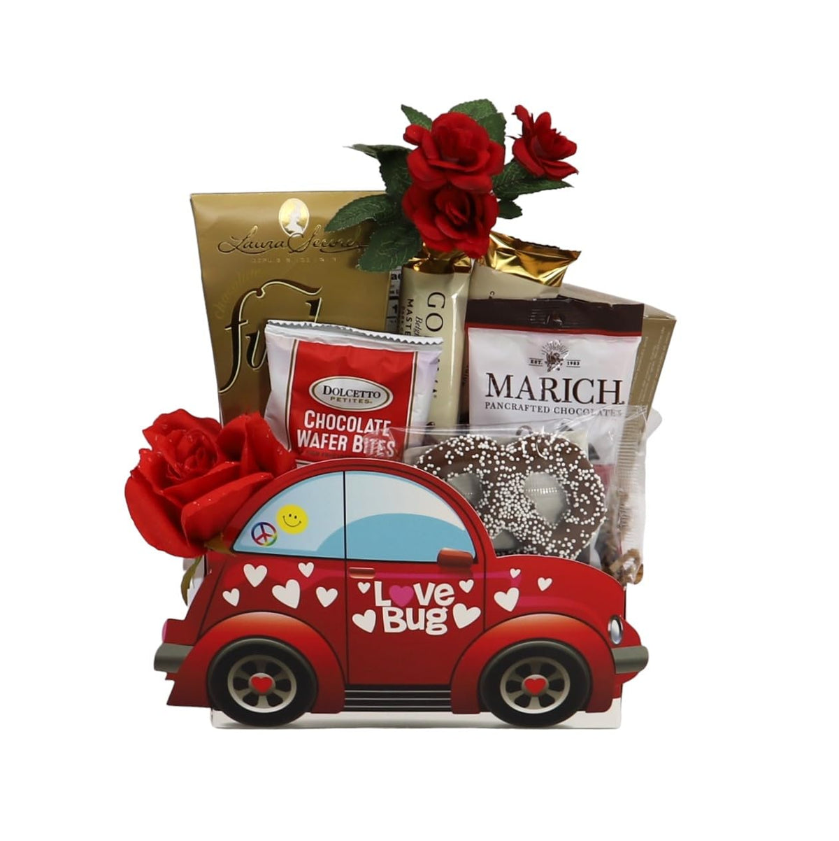 Gift Basket Village - The Love Bug Gourmet Gift Basket: Assorted Chocolates, Pretzels, Cookies, and More, Perfect for Any Sweet Occasion, Handcrafted