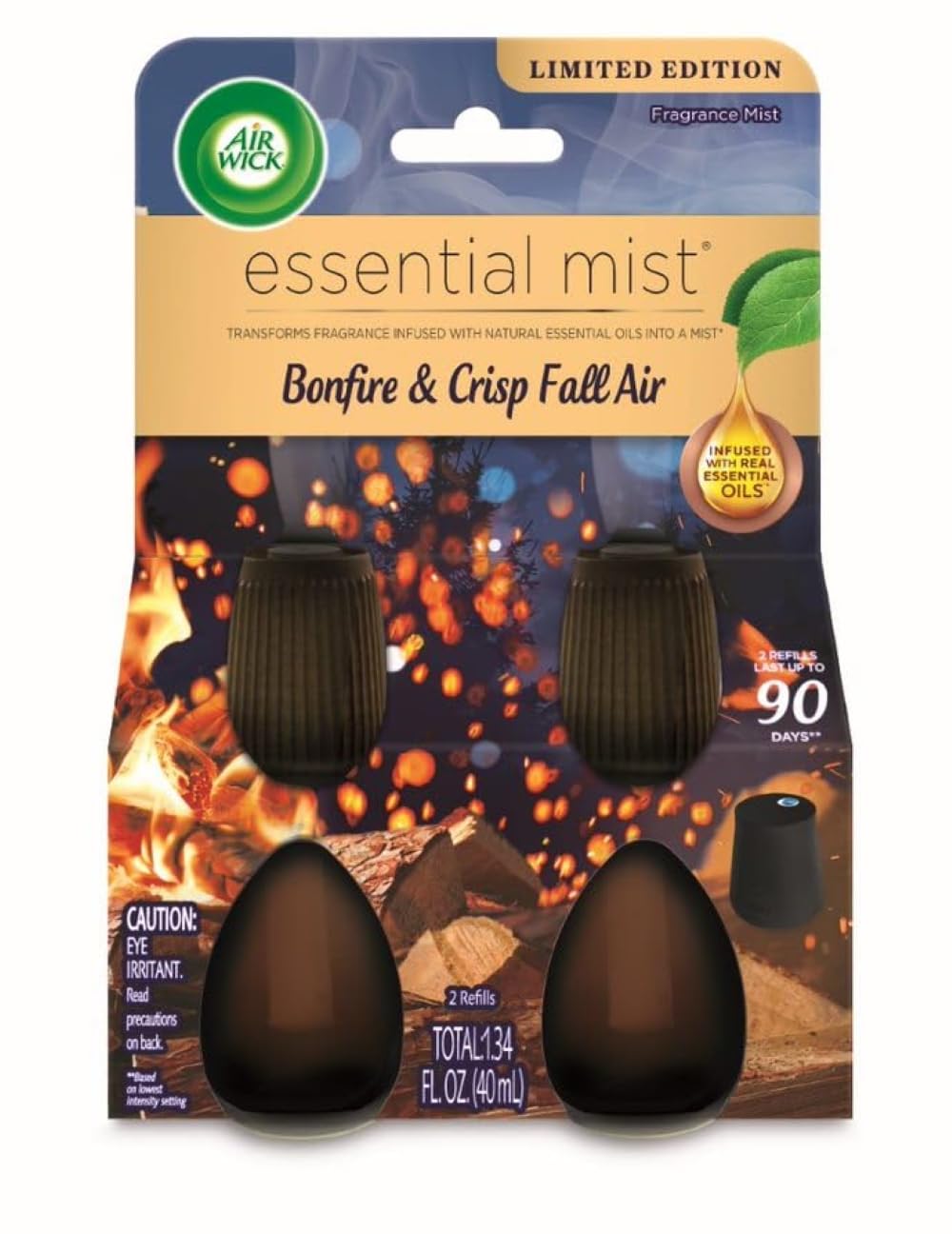 Air Wick Essential Mist - Twin Refill Bonfire & Crisp Fall Air, 2 Refills
