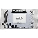 ForPro Professional Collection Disposable Nitrile Gloves, Chemical Resistant, Powder-Free, Latex-Free, Non-Sterile, Food Safe, 4 Mil, Black, X-Large