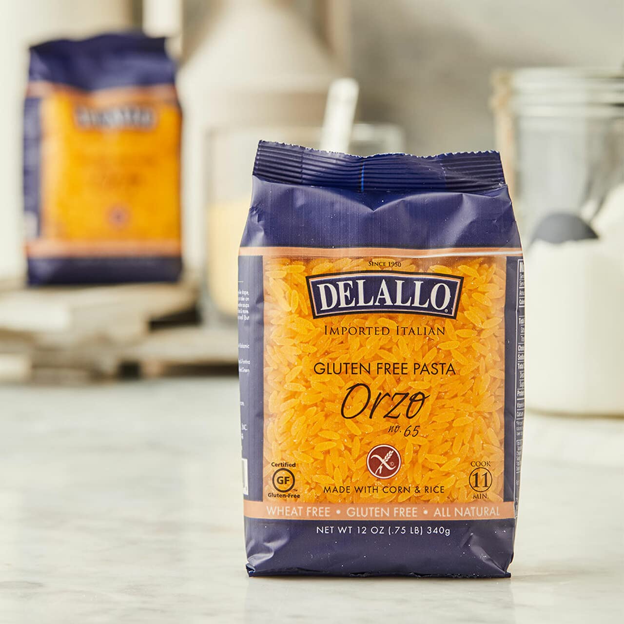 DeLallo Pasta Gluten-Free Corn and Rice Orzo, 12 oz