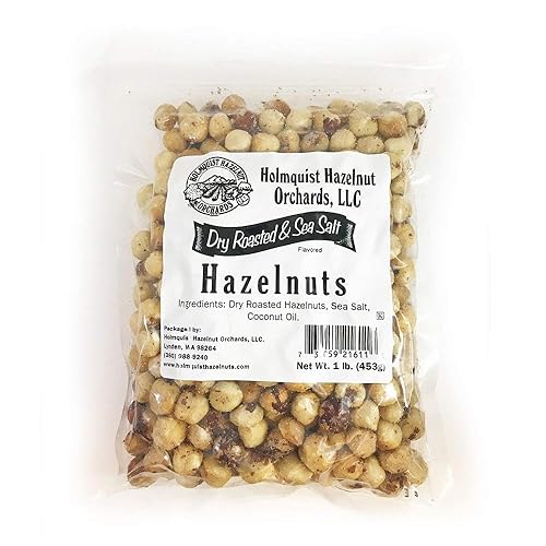 1 LB | Holmquist Hazelnuts Dry Roasted Hazelnuts | Sea Salt | Skins Mostly Removed | HEART HEALTHY | NON-GMO, GLUTEN FREE, KOSHER, RESEALABLE