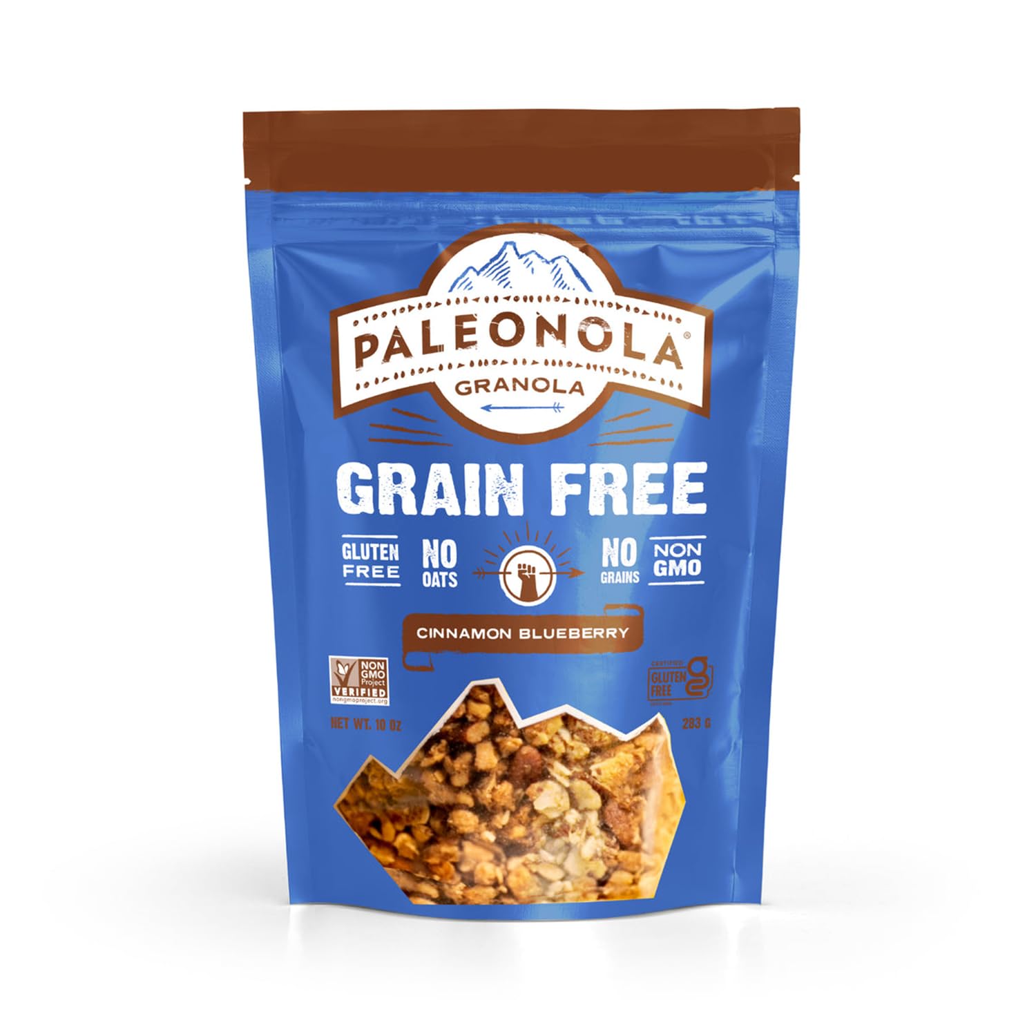 Paleonola Cinnamon Blueberry Grain Free Granola, 10 Oz Resealable Bag (Pack of 1) - Grainless Paleo Granola Blended w/Dried Coconut & Blueberries