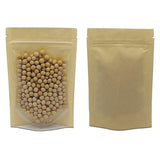 FERENLI 50 Pcs 3.9x5.9 inch (Inside Size 3.1x3.3) Clear Front Brown Kraft Paper for Zip Plastic Package Lock Bag Doypack Stand Up Pouch Reclosable