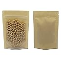 FERENLI 50 Pcs 3.9x5.9 inch (Inside Size 3.1x3.3) Clear Front Brown Kraft Paper for Zip Plastic Package Lock Bag Doypack Stand Up Pouch Reclosable