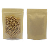 FERENLI 50 Pcs 3.9x5.9 inch (Inside Size 3.1x3.3) Clear Front Brown Kraft Paper for Zip Plastic Package Lock Bag Doypack Stand Up Pouch Reclosable
