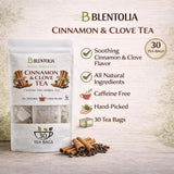 Blentolia Cinnamon & Clove Herbal Tea Bags - Caffeine-Free, All Natural, Whole Dried & Cut Spices - 30 Tea Bags