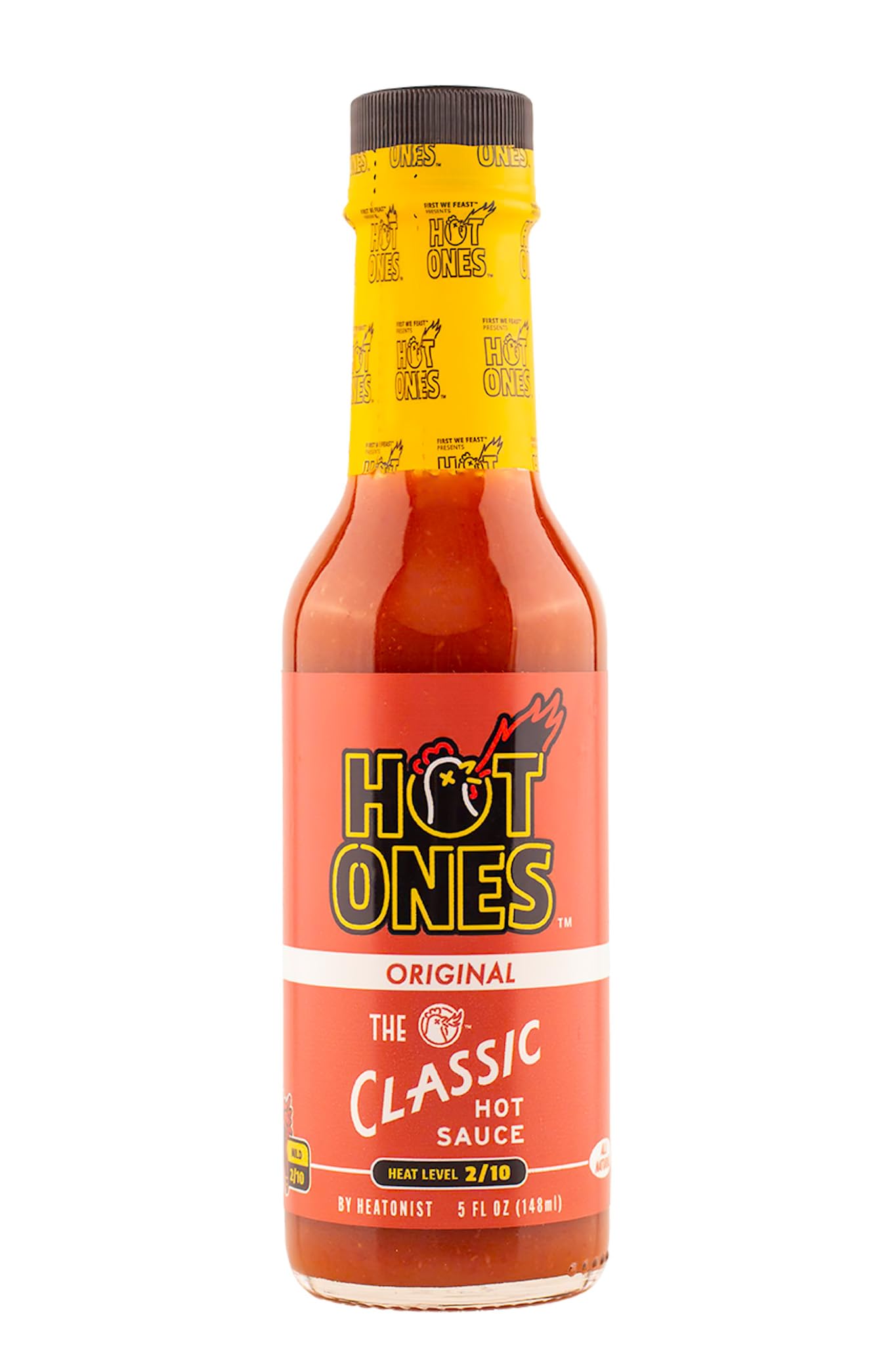 Hot Ones The Classic Hot Sauce Made With Natural Ingredients & Strong Flavors From Organic Chile De Arbol Peppers, 5 fl oz Bottle (1-Pack)