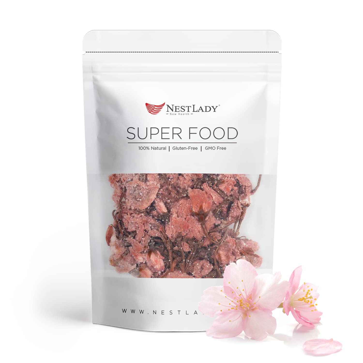 NESTLADY Pickled Sakura Cherry Blossoms, Edible Salted Cherry Blossom for Tea & Baking, Japanese Sakura Flowers 75g