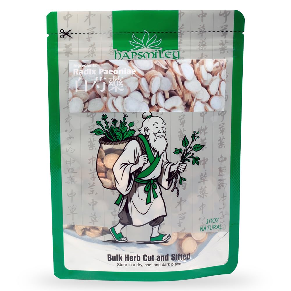 Hapsmiley White Peony Root (Paeonia lactiflora Pallas/Radix Paeoniae/Bai Shao/??/???) -100g (3.5oz) Dried Root - Pure Natural Herb