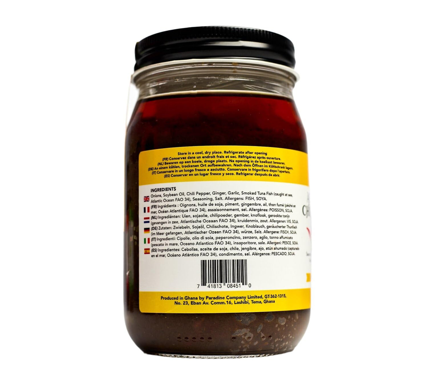 Nana Shito Ghana Chili Sauce - Shito Made with Fresh Chili, Shrimp & Spices, Adds Heat & Flavor to Any Dish, Traditional Ghana Recipe, Resealable Jar