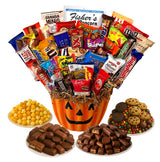 Halloween Pumpkin Gift Basket - Assorted Candy, Chocolates, Cookies & Snacks - Customizable Gift for Kids, Adults, Family, or Office (10" Plastic