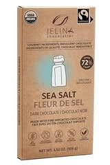Jelina Chocolatier | 8 Pack 72% Dark Chocolate Bar with Sea Salt | Organic Cocoa, Fair Trade Chocolate | Non-GMO, Vegan Chocolates - 3.52oz Each